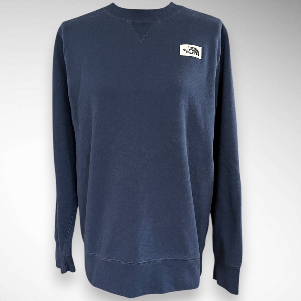 THE NORTH FACE Women's Navy Blue Heritage Patch Crew Sweatshirt Large | EUC‎